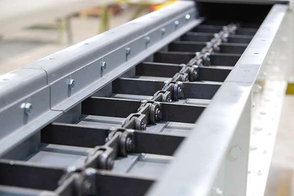 Plano detalle de cinta transportadora